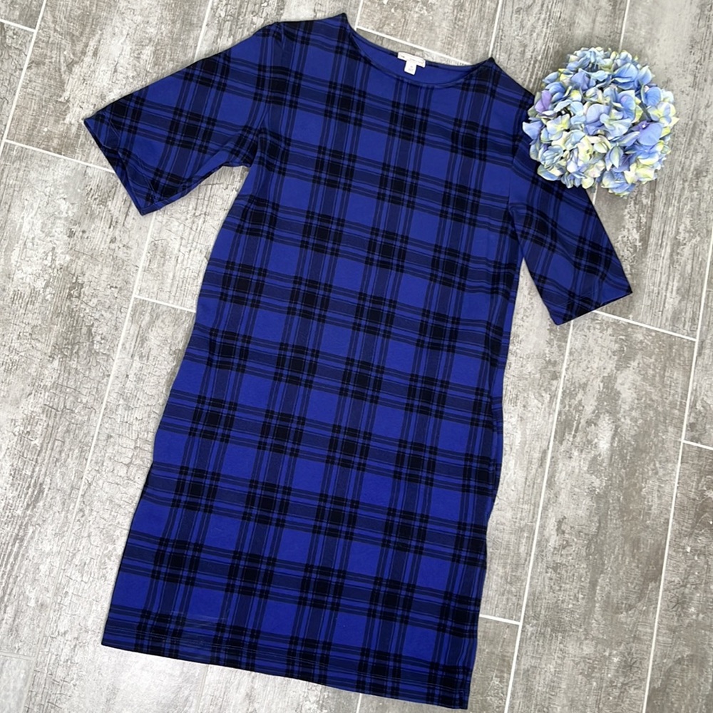 MGAP Checkered Blue & Black Midi Dress